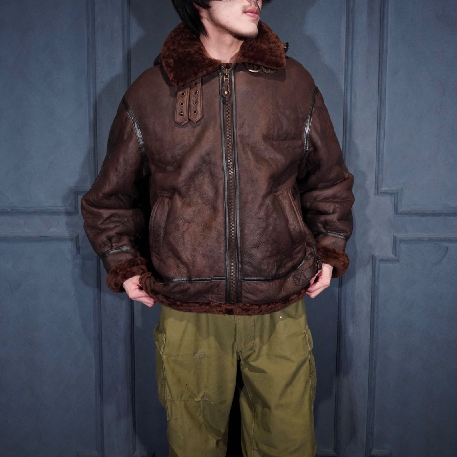 USA VINTAGE TOM'S SPORTSWEAR USA LAMB LEATHER ZIP UP BLOUSON