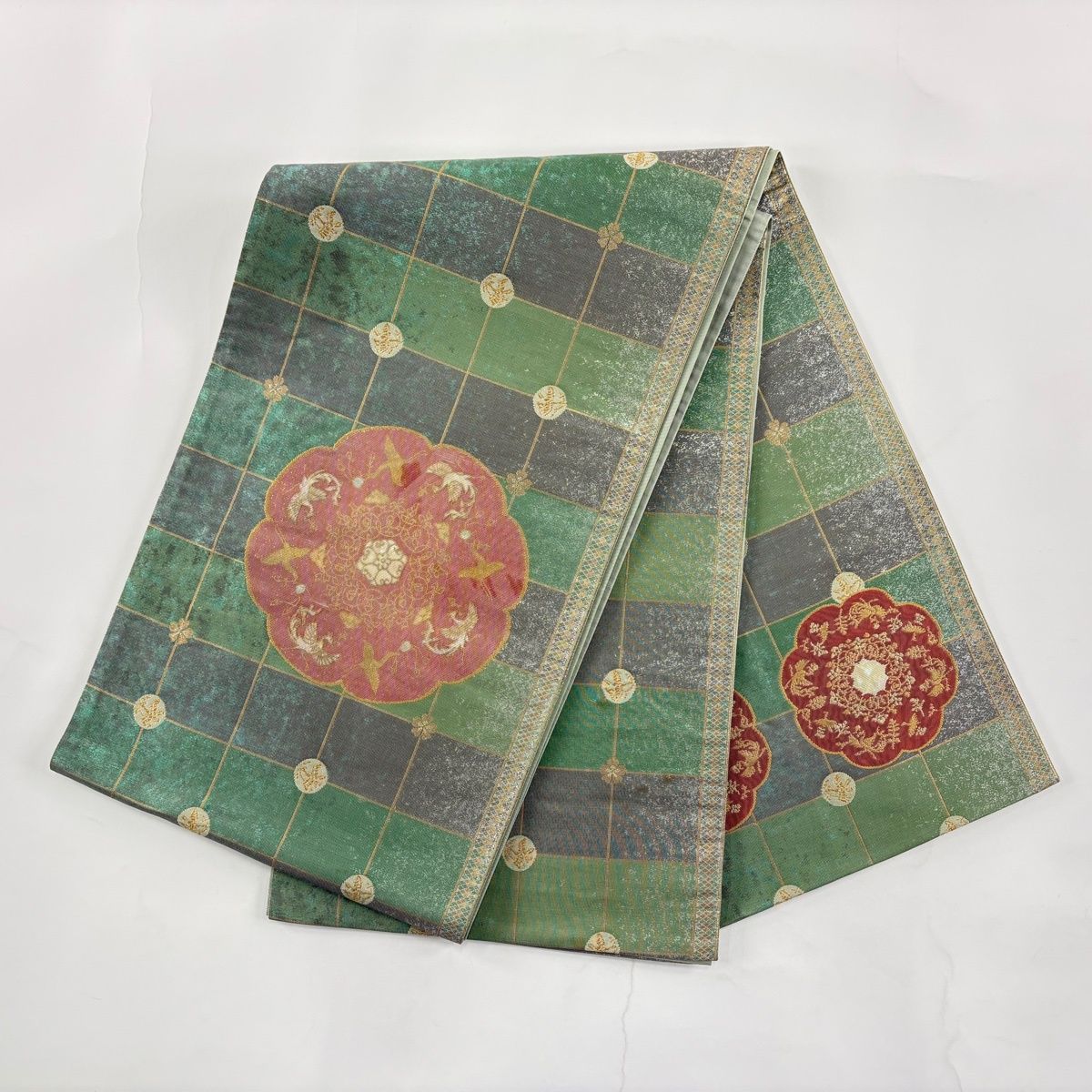 袋帯 名品 華文 鳥 金銀彩 緑 六通 正絹 【中古】 - メルカリ