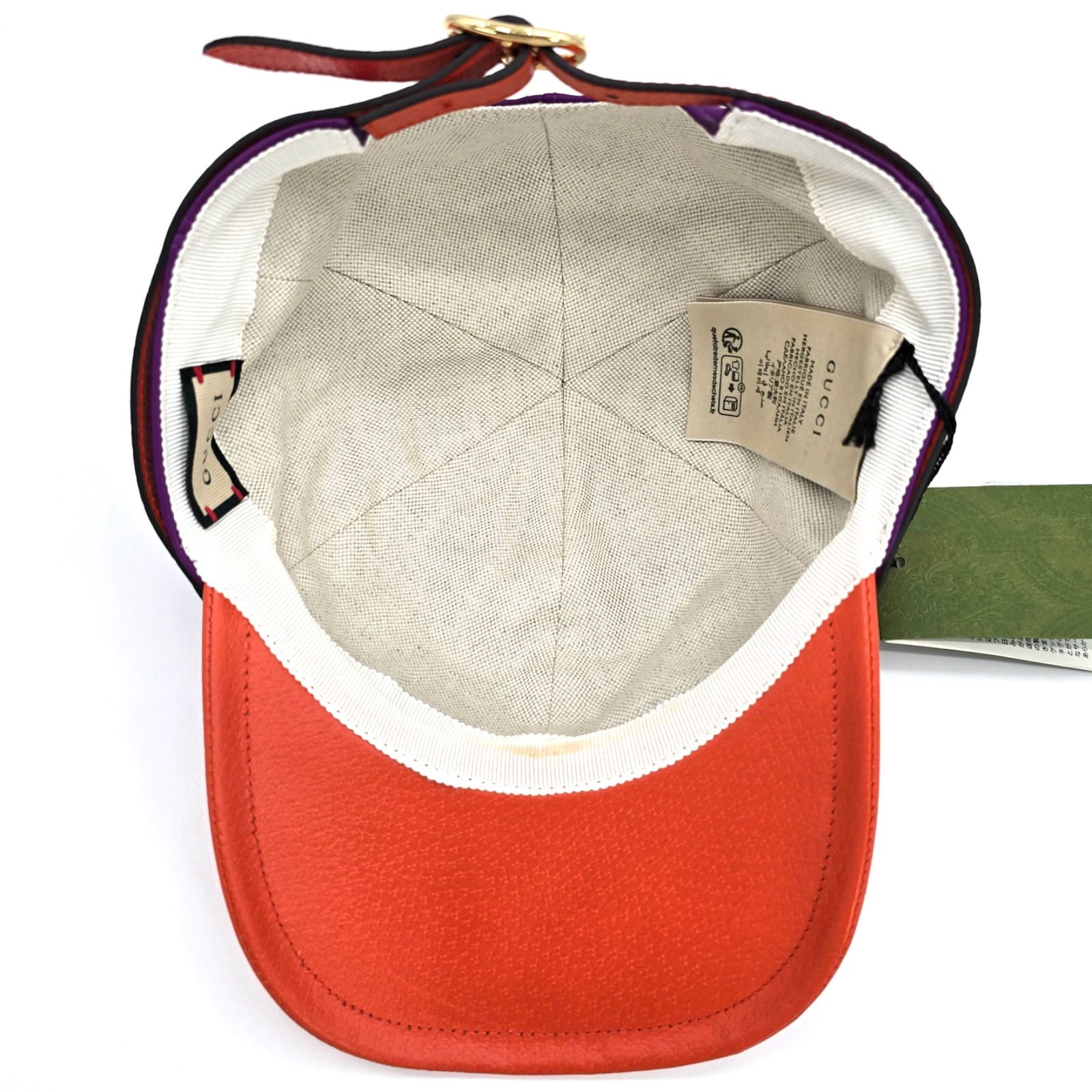 GUCCI グッチ 728964 レザー ベースボール キャップ M 57 パープル