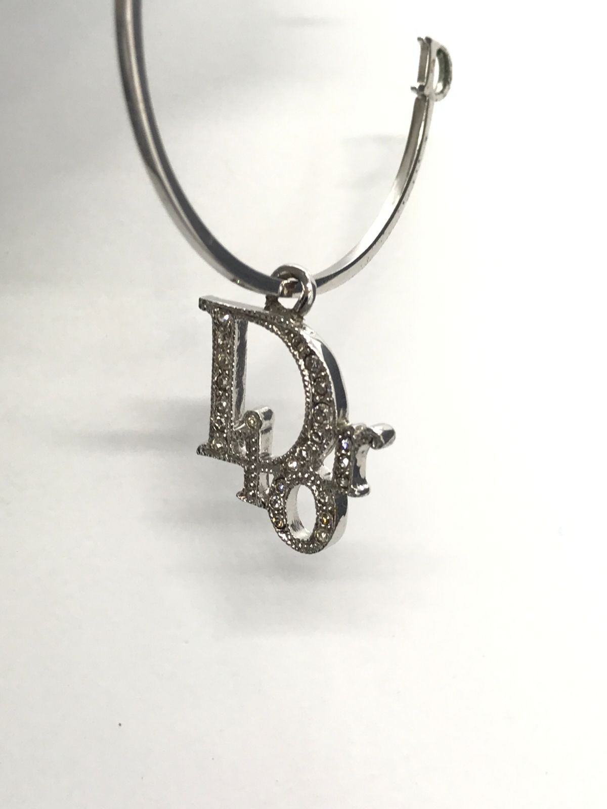 Christian Dior ディオール ピアス 片耳 ラインストーン シルバー 5006