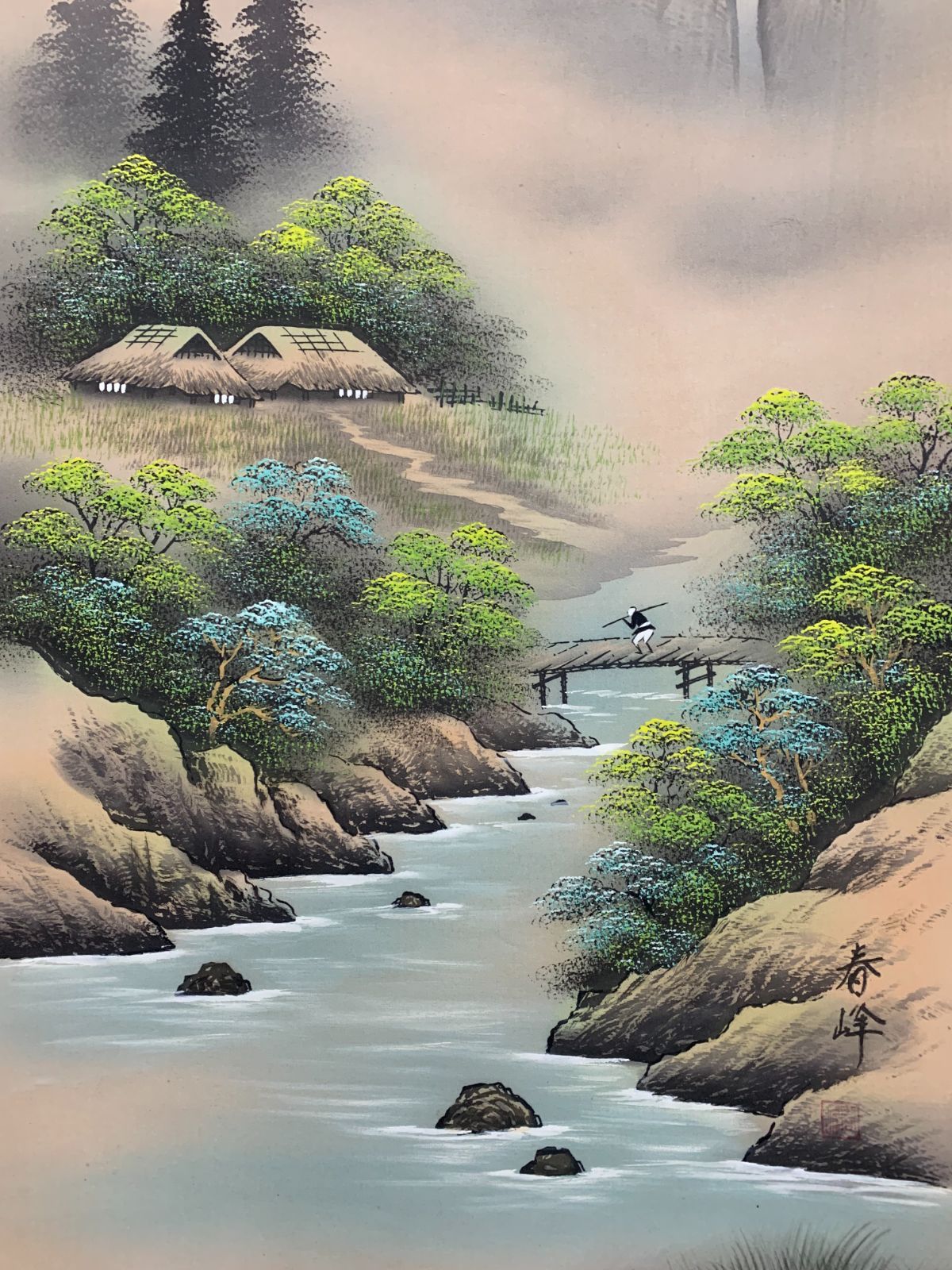 掛け軸】334 春峰「色山水」#茶掛 #掛軸 #古美術 #骨董 #お値下げ歓迎