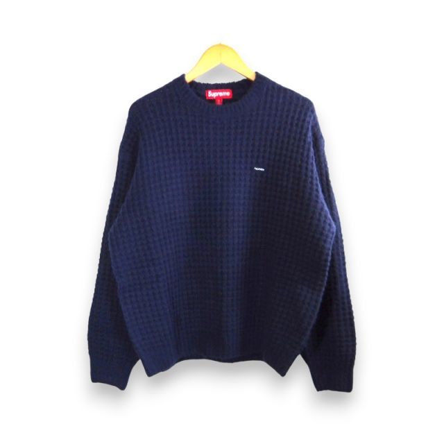 SUPREME 25aw SMALL BOX LOGO WAFFLE SWEATER NAVY サイズM