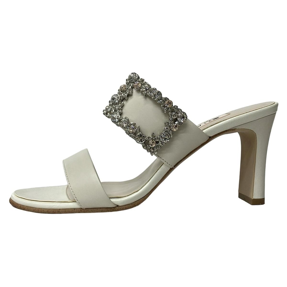 DIANA(ダイアナ) ミュール L レディース美品 - 白 ビジュー レザー