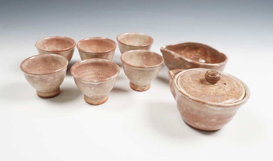 十二代 田原陶兵衛 萩焼 萩煎茶器 急須 湯冷し 茶碗 共箱 茶道具