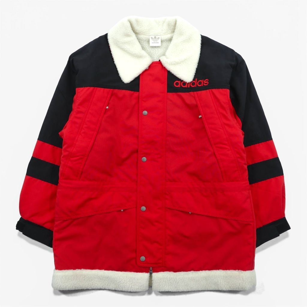 adidas 80年代 日本製 裏ボア ナイロンジャケット コート L レッド