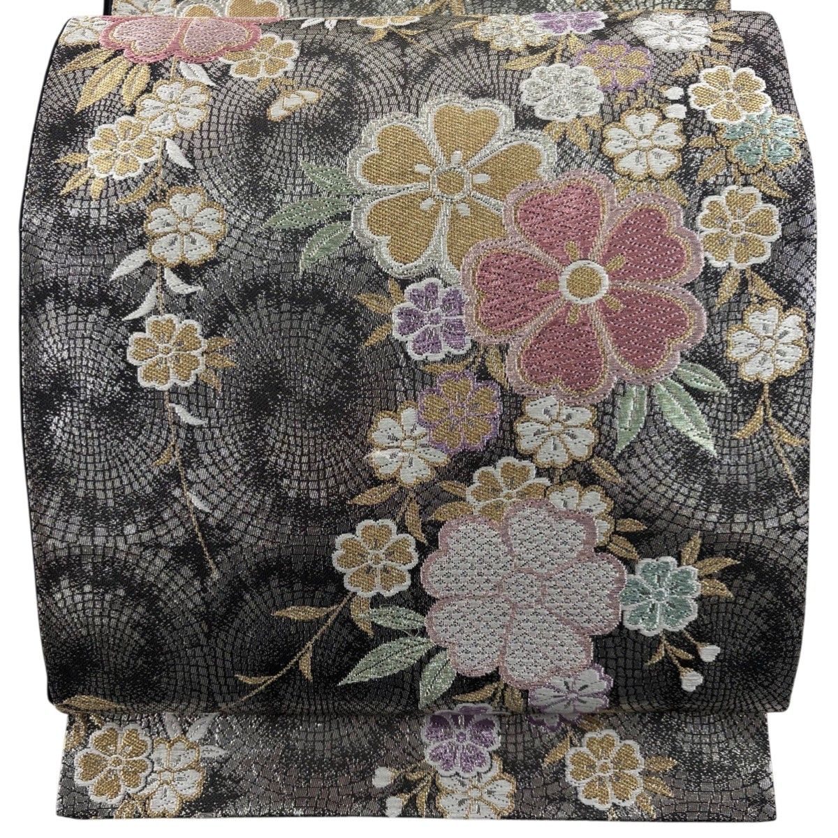 袋帯 秀品 桜 金銀糸 箔 黒灰 六通 正絹 【中古】 - メルカリ