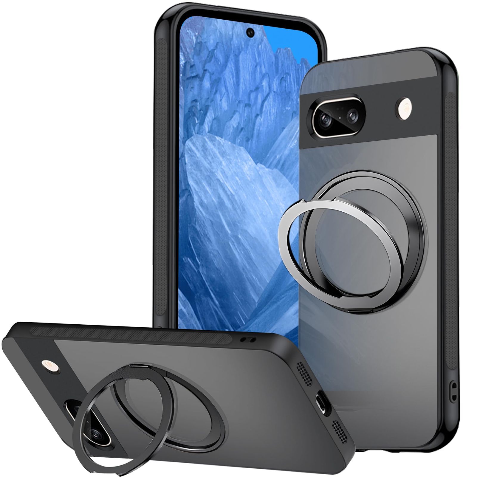 ZXZone Google Pixel 8a 用 ケース リング付き 360°回転スタンド