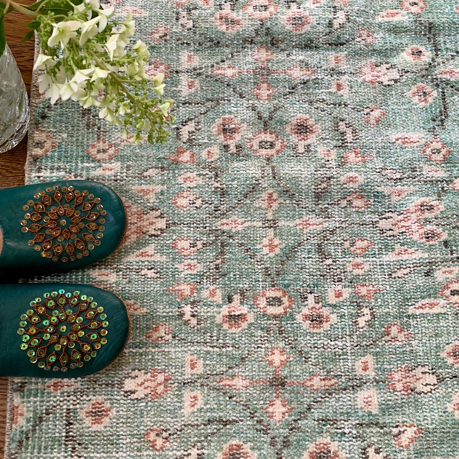 超大判165×286 メダリオン グレージュ ボタニカル トルコヴィンテージ