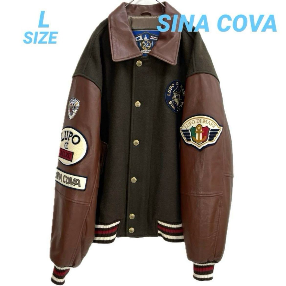 SINA COVA シナコバ 袖レザー ワッペン スタジャン ブルゾン メンズ 秋