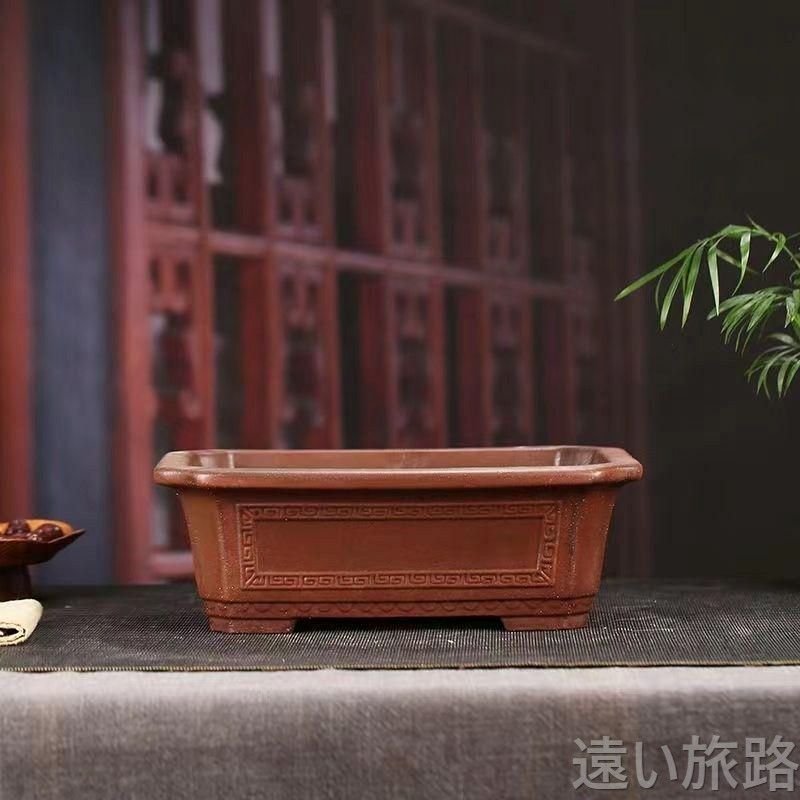 紅泥尖角長方紫砂鉢 多肉植物鉢 紫砂鉢 盆栽鉢 植木鉢 小品盆栽鉢 大品