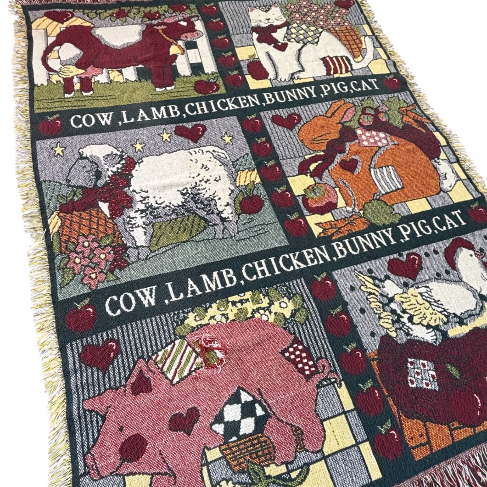 シャビーレッドとネイビーの端正なヴィンテージラグ No.686 シャビー