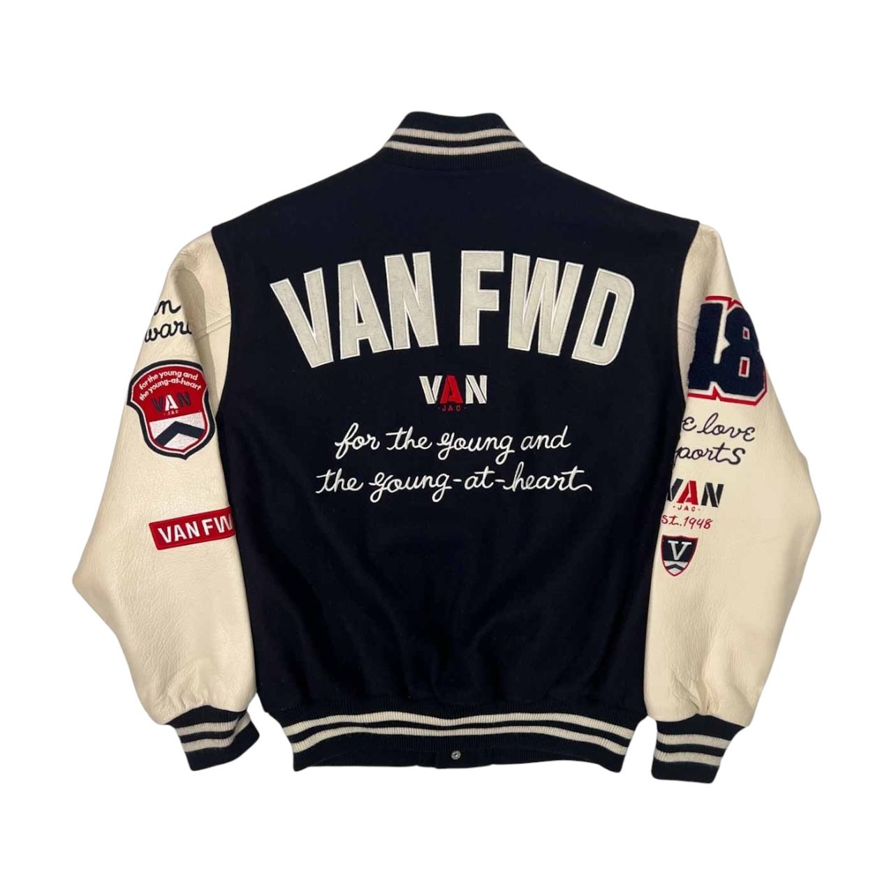 VAN JAC ヴァンヂャケット FWD フルデコ 袖革スタジャン M/ネイビー