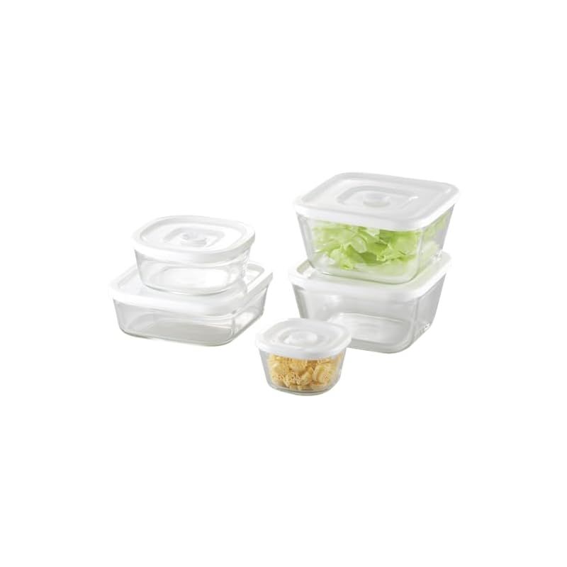 くりぼう【新品未使用】iwaki 耐熱ガラス 密閉容器 角型 5点セット