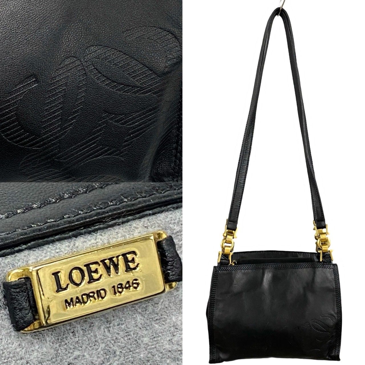極 美品 希少品 LOEWE ロエベ ヴィンテージ アナグラム ロゴ ナッパ