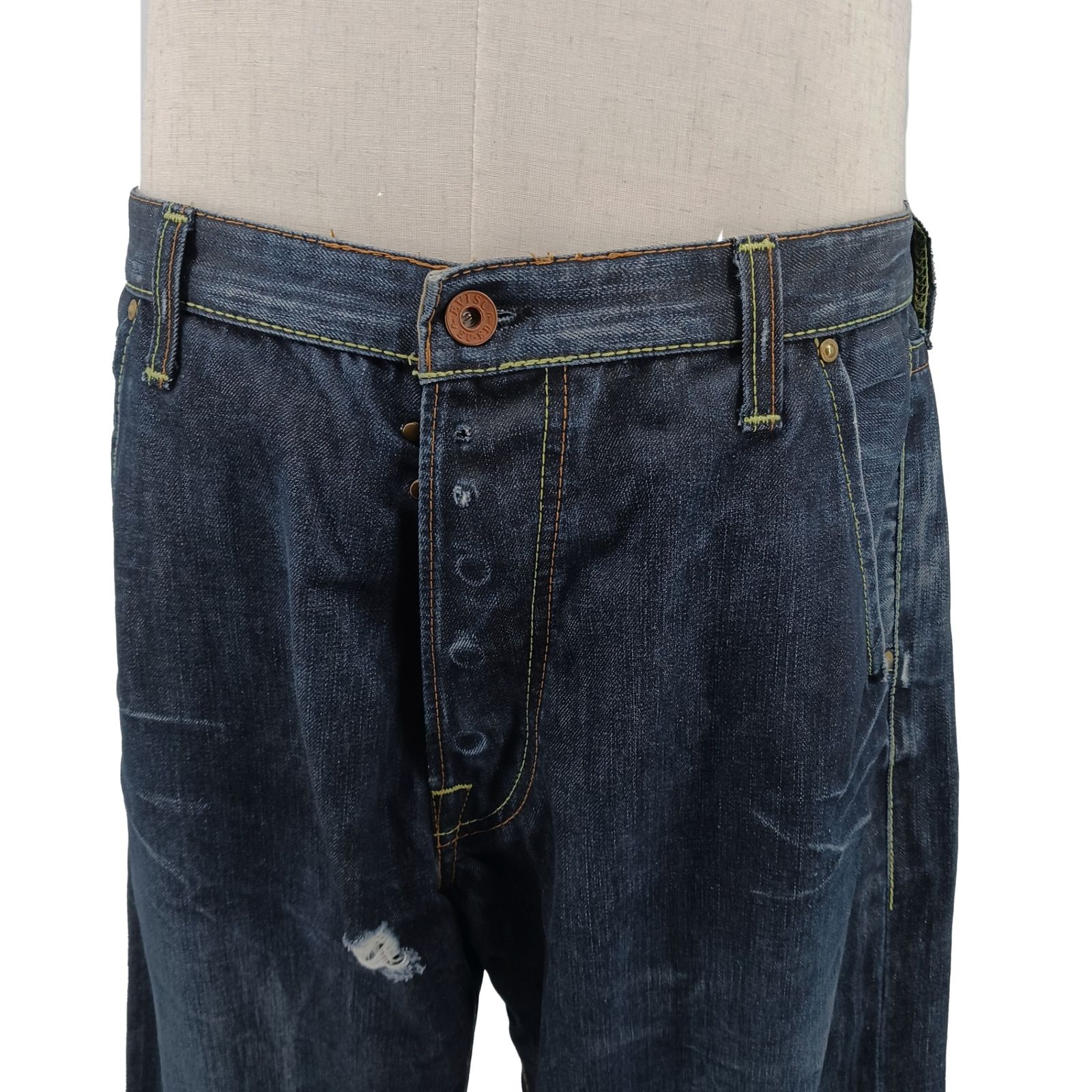 EVISU エヴィス EU ED ダメージジーンズ デニム 濃紺 33 - メルカリ