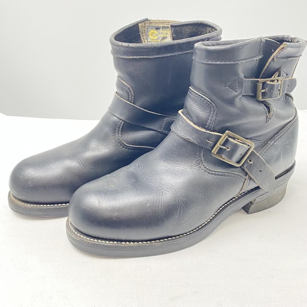 中古】70s～80s CHIPPEWA プリント黒タグ ショートエンジニアブーツ