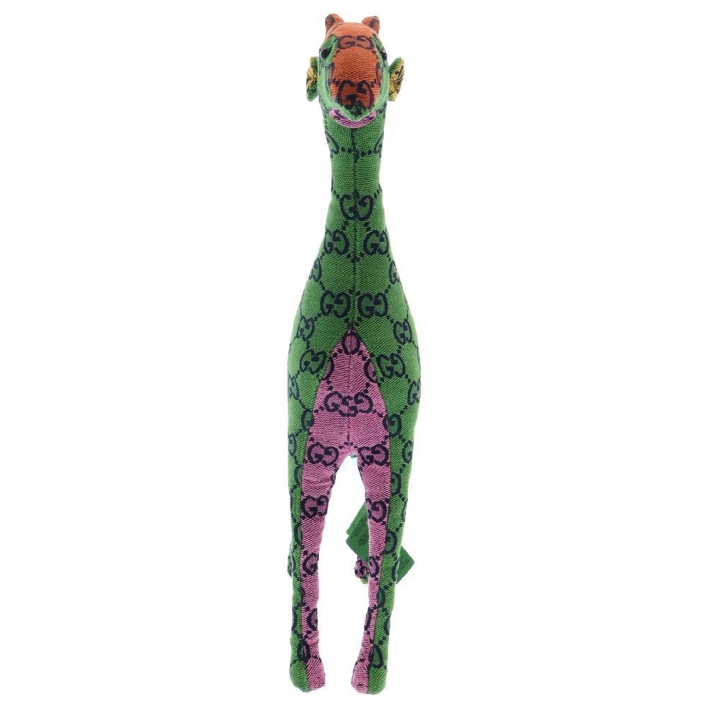 GUCCI (グッチ) デコラティブキリンGG柄ぬいぐるみフィギュア グリーン