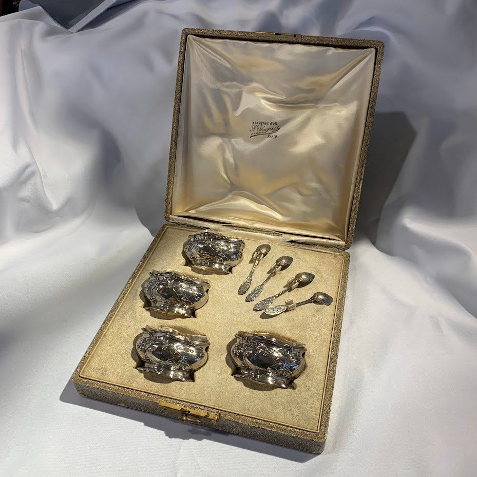 ♪Jean Elysée Puiforcat French antique silver saltcellar ピュイ