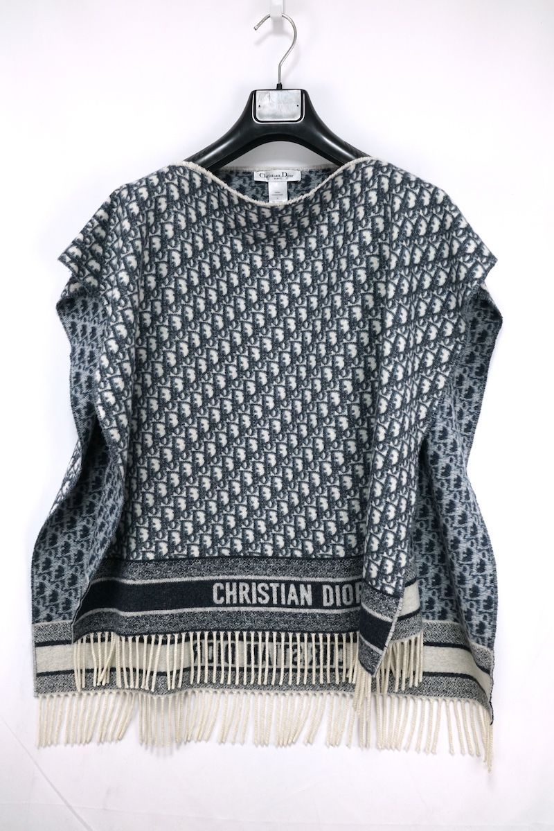 クリスチャン ディオール オブリーク カシミヤ100％ ポンチョ