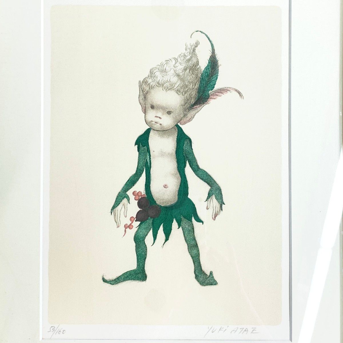 与勇輝 YOKI ATAE 創作人形 「ニングル人形」 リトグラフ 53/160 直筆