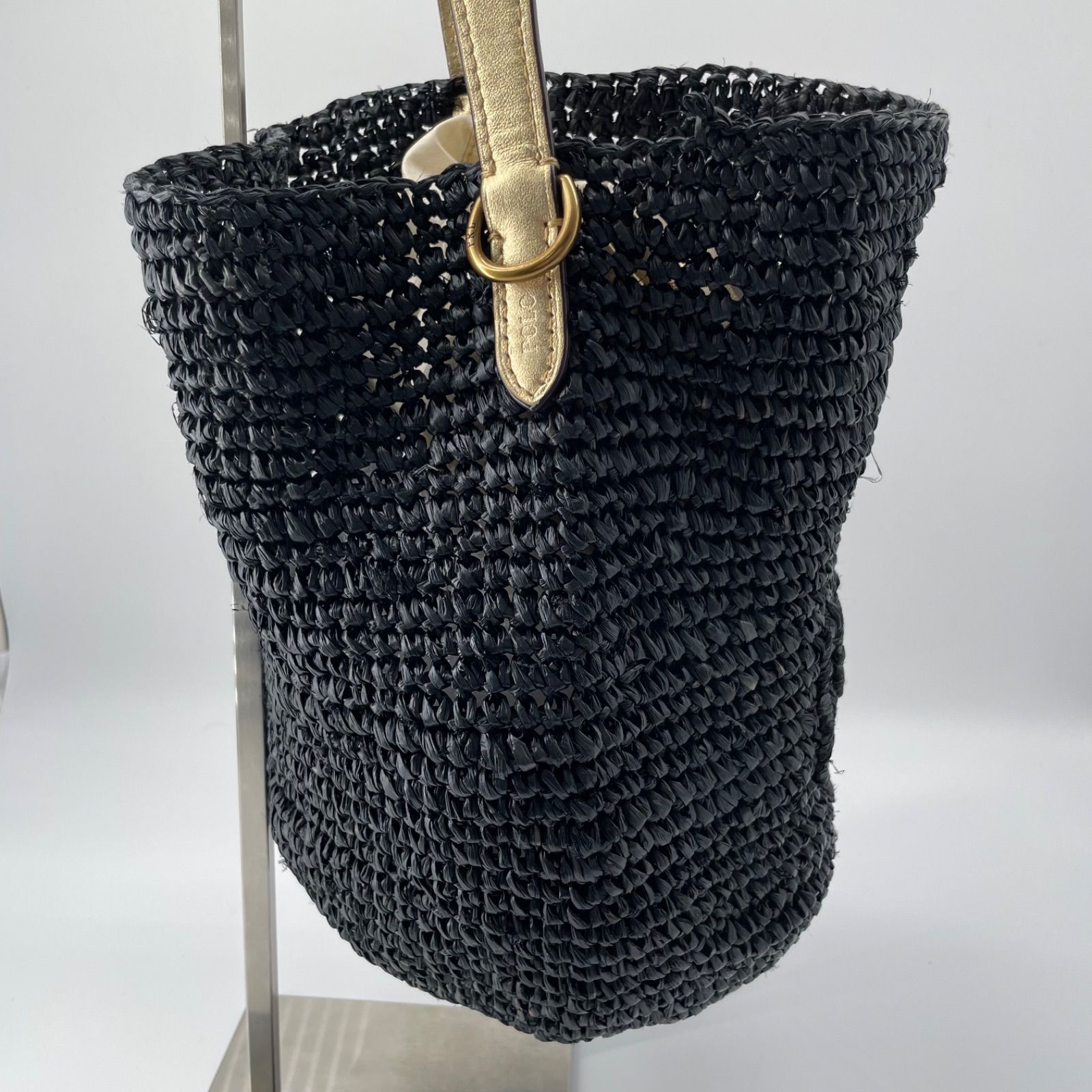 良品✨ラルフローレン カゴバッグ ラフィアバッグ 巾着 ゴ ールド内袋