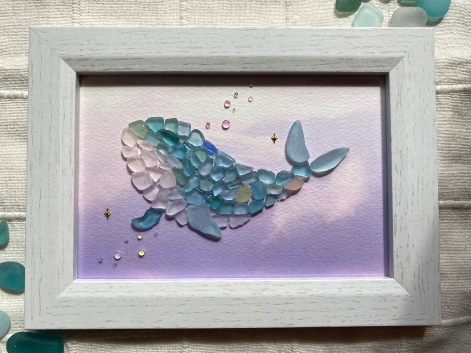 シーグラスアート『 雨の詩 』他5点 シーグラスアート『 雨の詩 』他5点