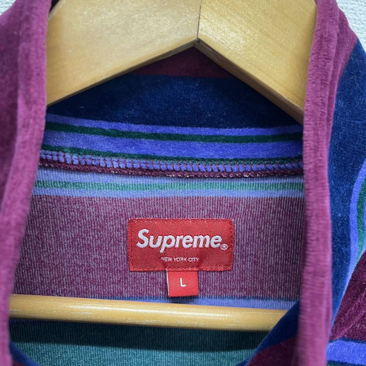 Supreme シュプリーム 20AW Stripe Velour Half Zip Pullover ベロア