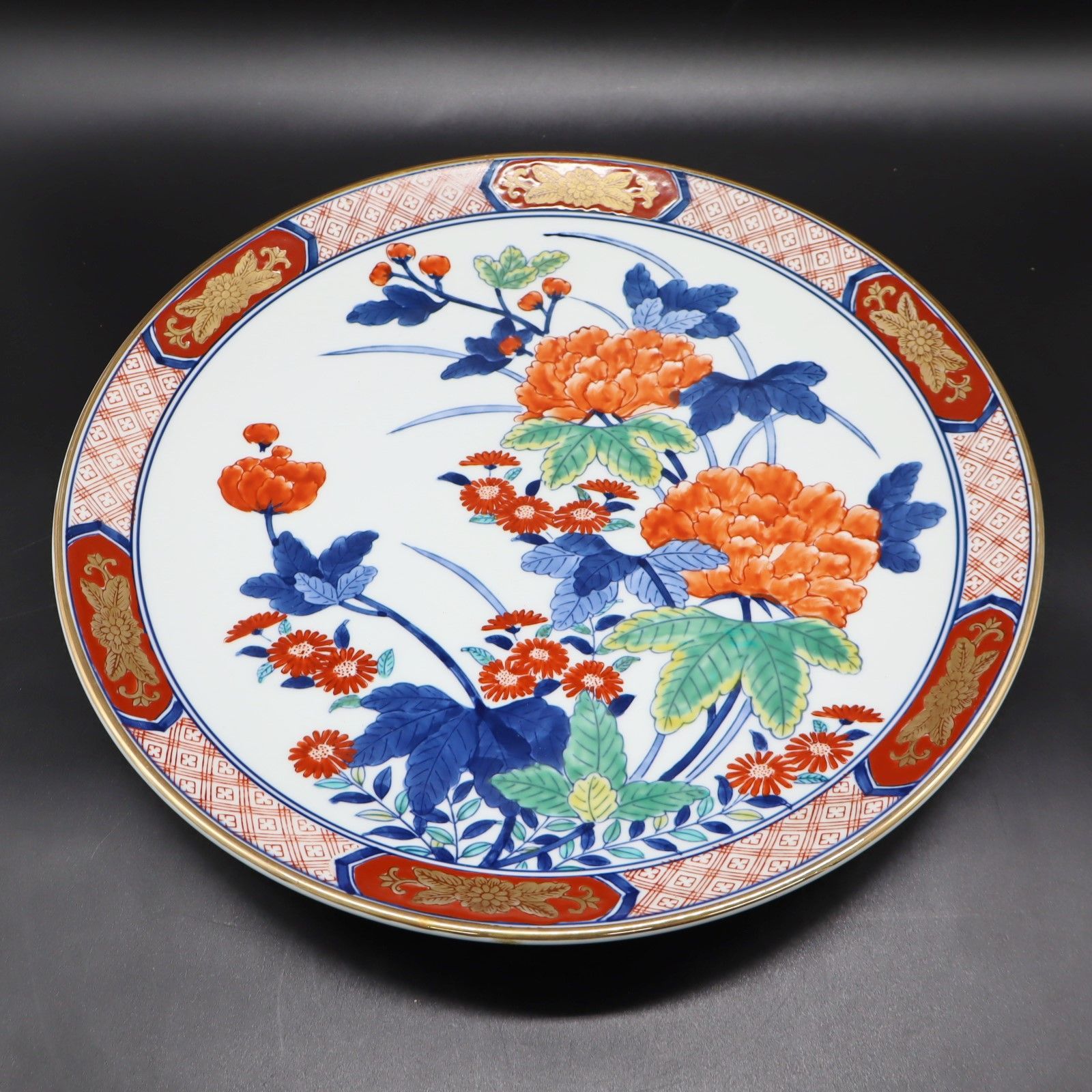 △ 直径約34㎝｜大皿 飾り皿｜有田焼 哲山作 伝統工芸｜ □O9532