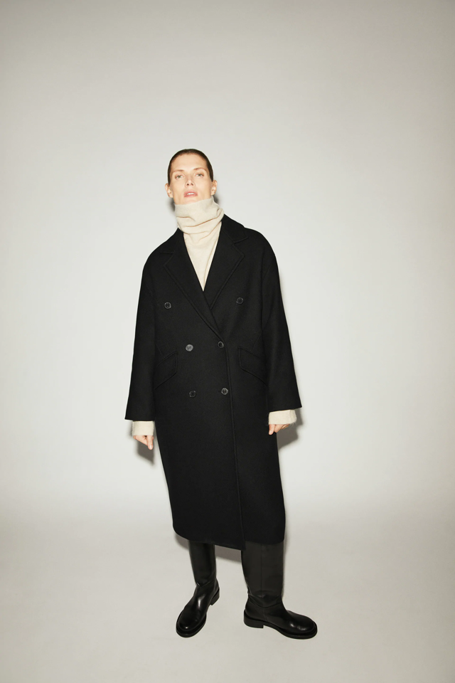 ZARA×MANTECO ウールブレンドオーバーサイズコート Sサイズ ブラック