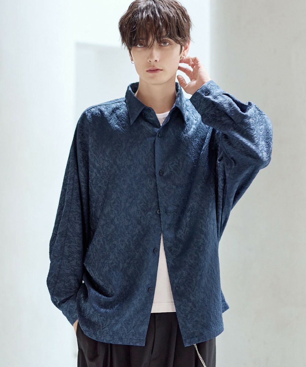 リッチドレープスムースビッグシルエットドルマン長袖シャツ TPU/総柄