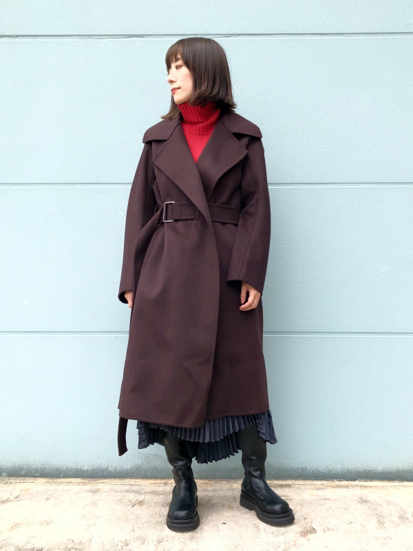 カシミヤブレンドラップロングコートコート」のレディースの