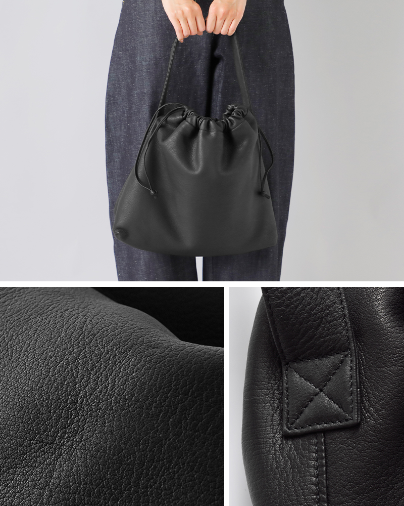 Aeta アエタ ディアレザー ドローストリング ワンショルダー バッグ M