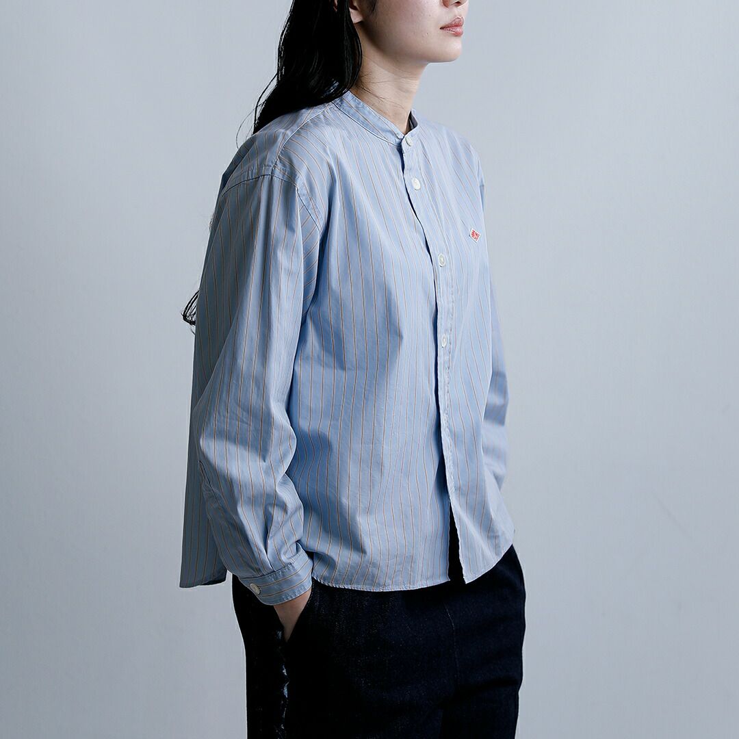 DANTON ダントン コットンポプリン バンドカラー シャツ dt-b0341rpl