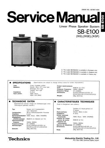 Manual: SBE100 SM TECHNICS EN : Free Download, Borrow, and