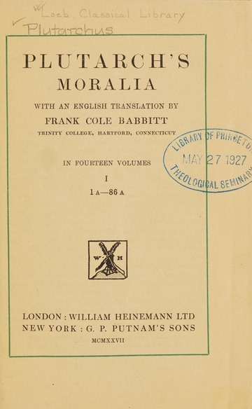 Plutarch's Moralia : Plutarch, author : Free Download, Borrow, and