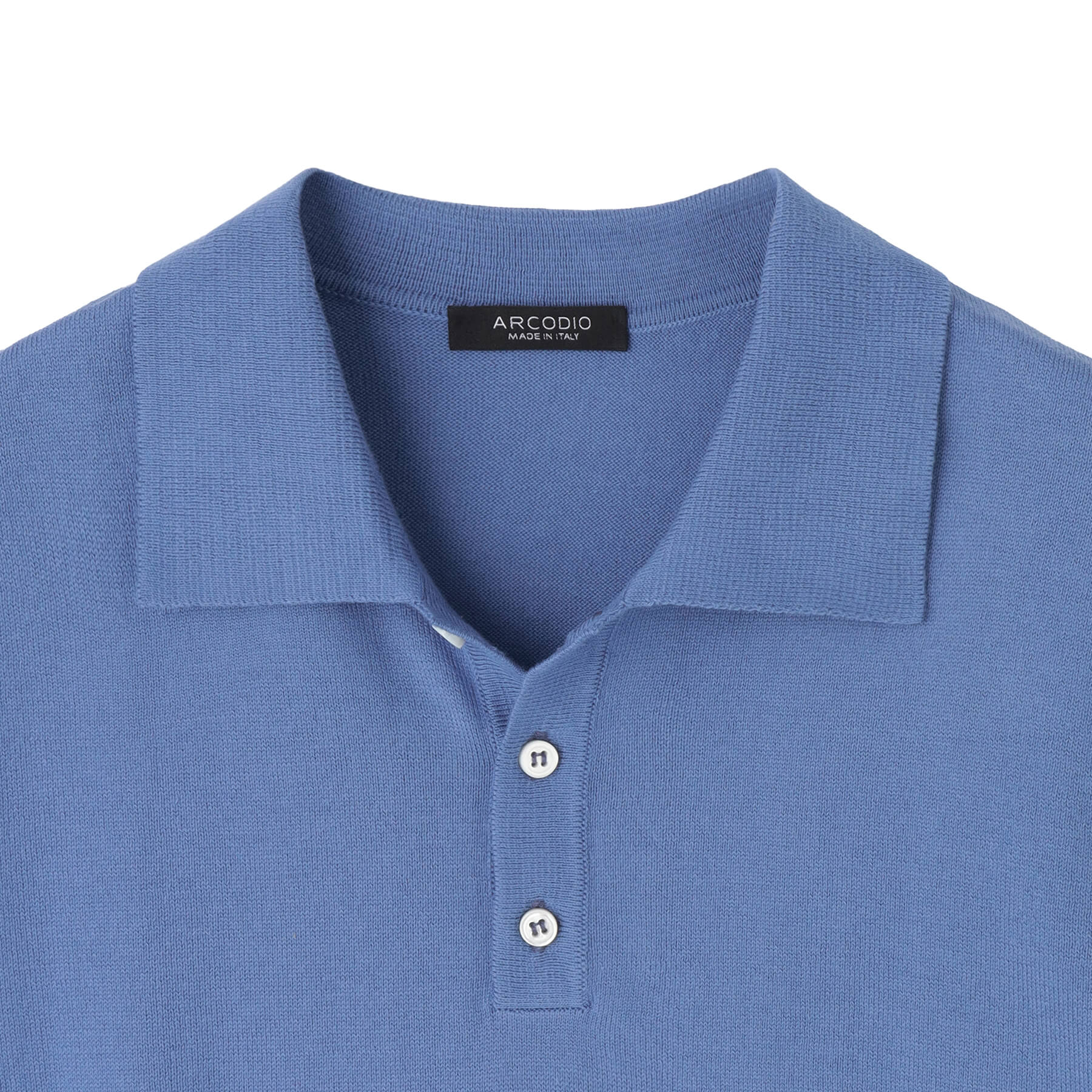 予約販売】イタリア製コットンニット 半袖ポロ col.スカイブルー - ARCODIO