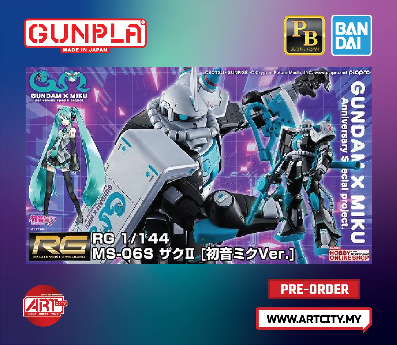 Bandai RG - MS-06S Zaku II - Hatsune Miku Ver - 1/144 Scale | Art