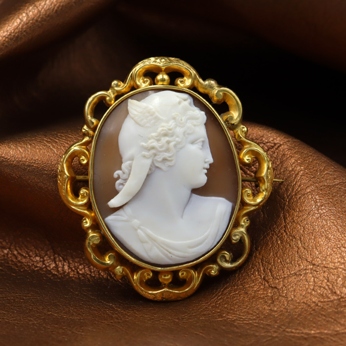 フェラガモ シェル カメオ ブローチ アンティーク ビンテージ トップ