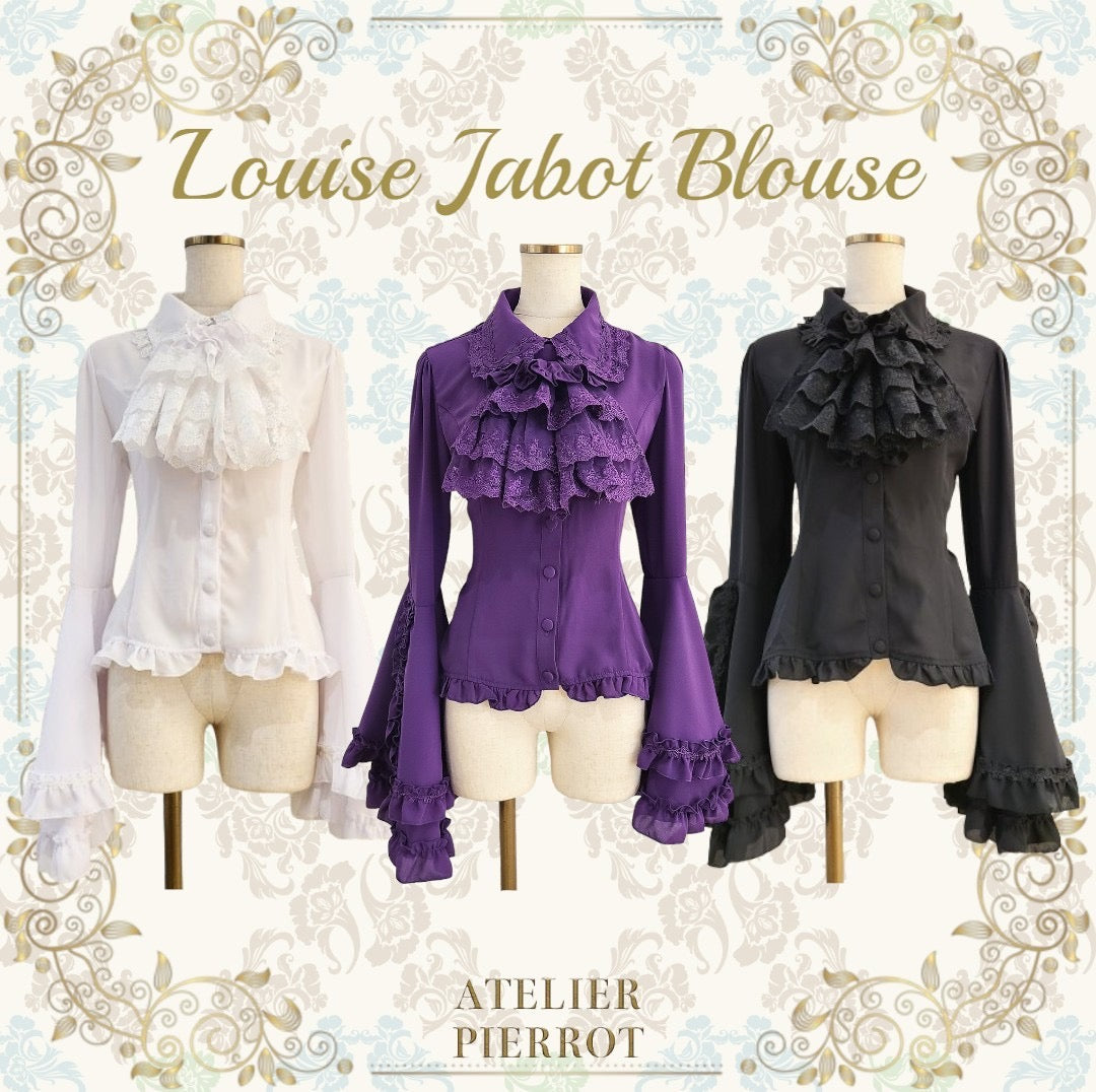 ATELIER PIERROT】 Louise Jabot Blouse ホワイト/ブラック｜ATELIER
