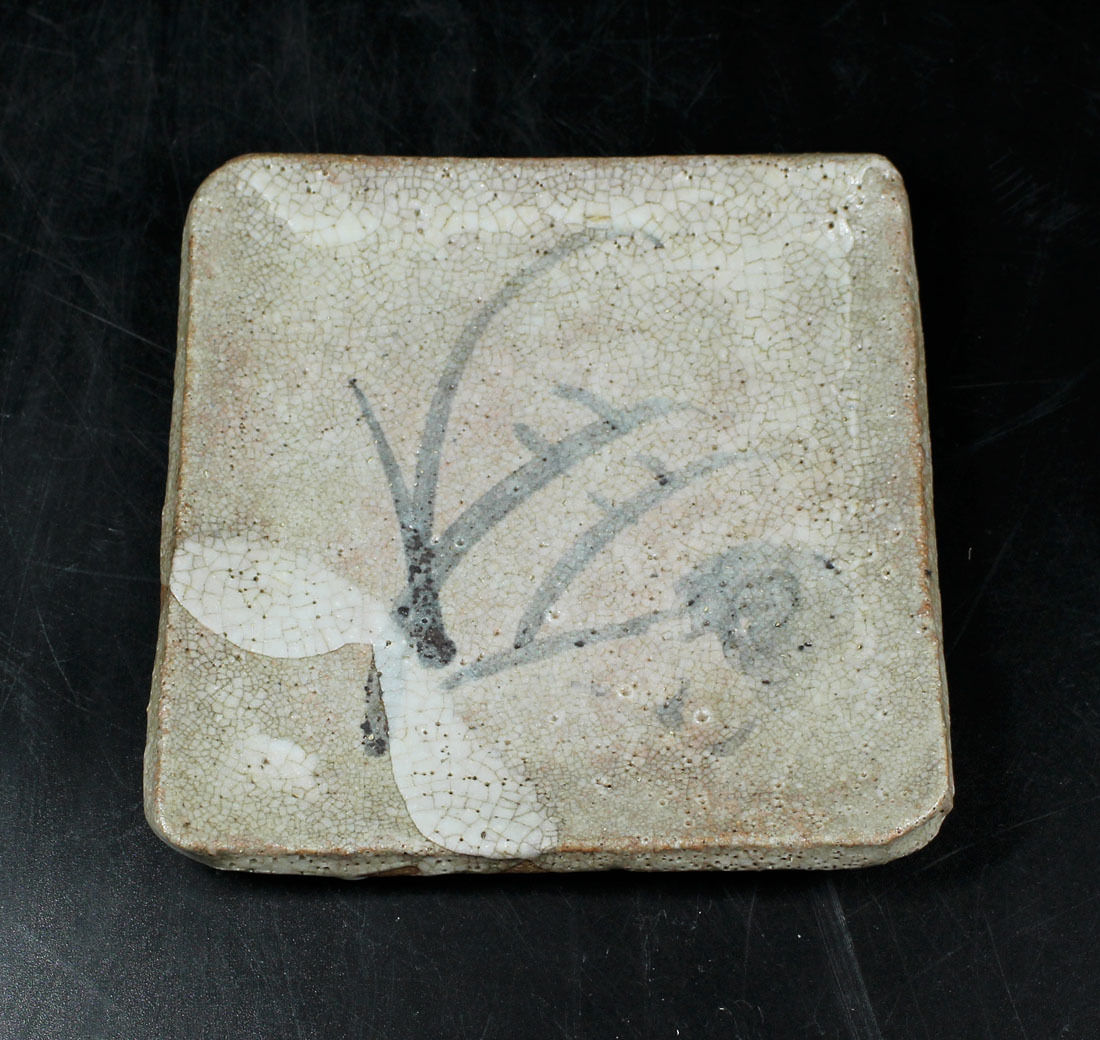 魯山人志野芒絵四方皿