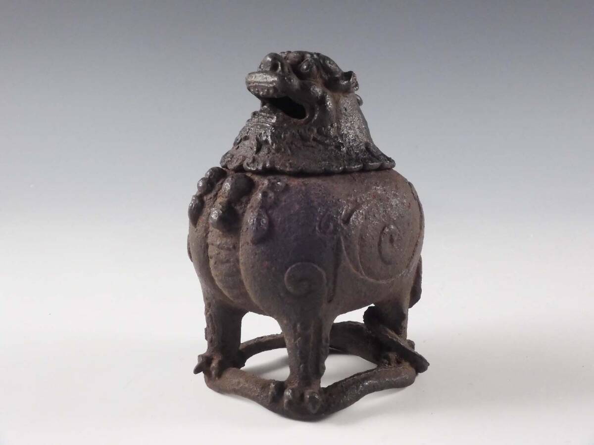 ◇堂◇時代 古鉄 彫刻 中国 獅子 香炉 置物 11.5cm 江戸期 20w143(鉄製