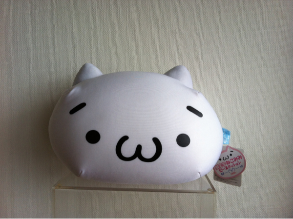 ショボーンクッション ねこみみ付き ビーズクッション 顔文字の入札