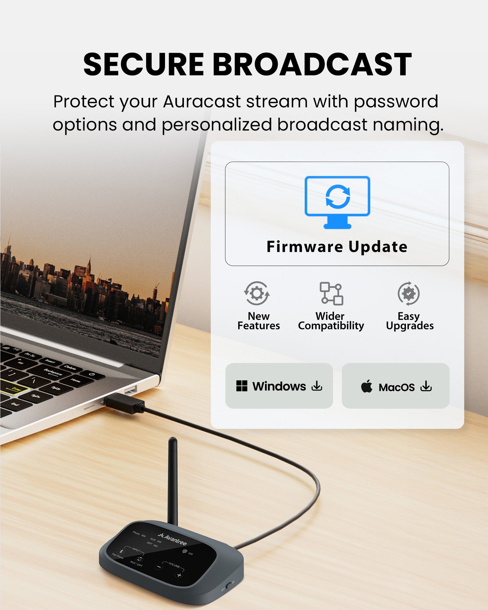 Auracast Audio Transmitter & Speaker Receiver Kit | Avantree