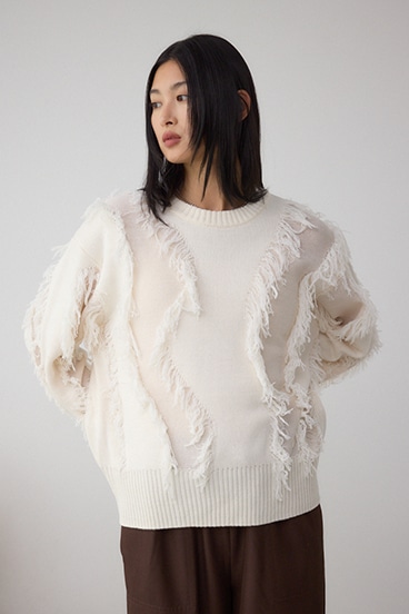 フリンジデザインニットトップス｜WOMEN｜250IAB70-3781｜AZUL BY