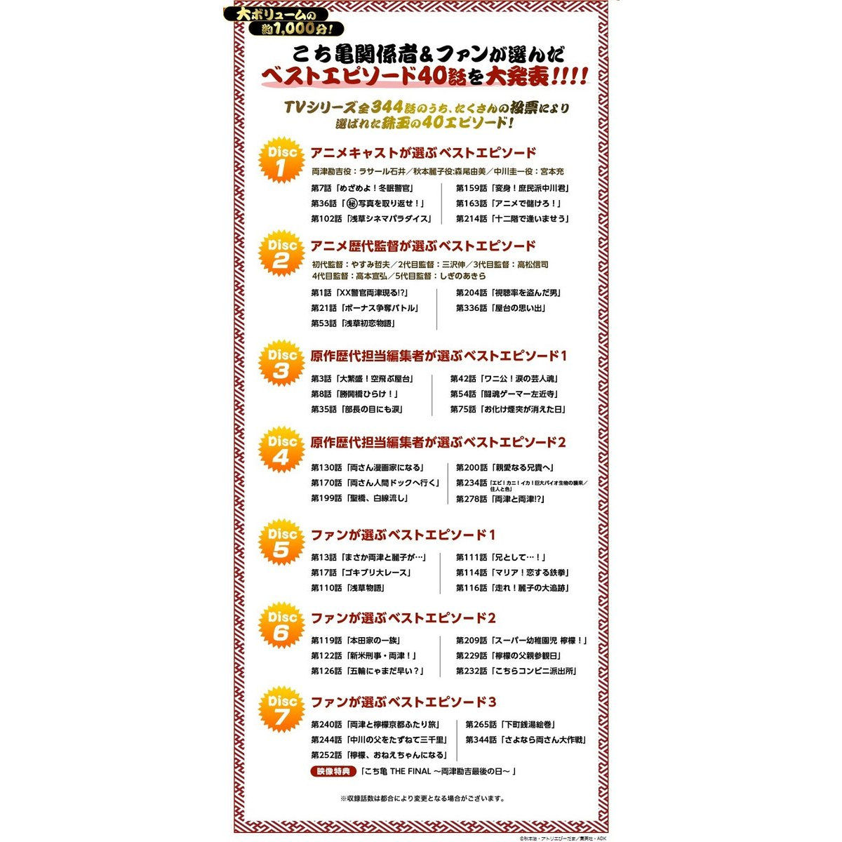 こちら葛飾区亀有公園前派出所 ベストエピソードセレクション DVD-BOX