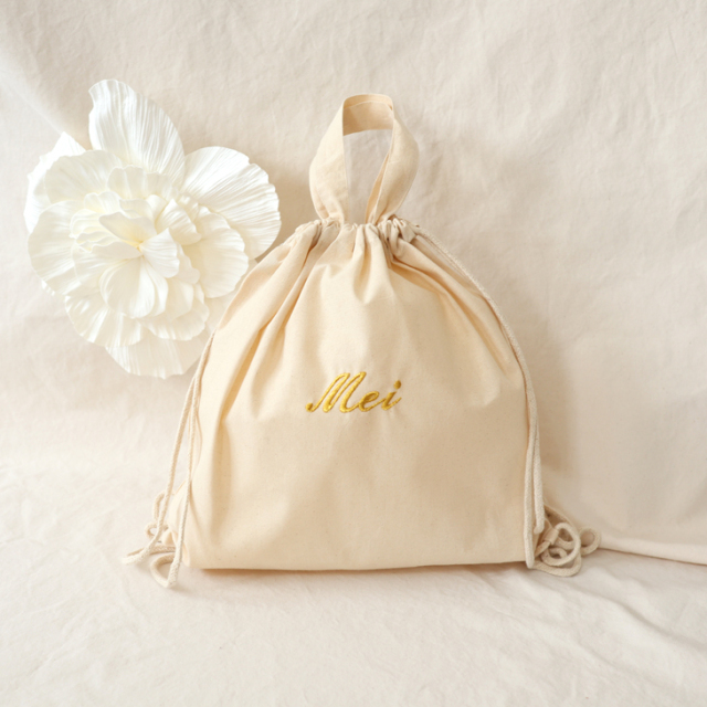 SIMPLE]一升餅巾着リュック【8colors】シンプル/名入れ刺繍/一升パン/1