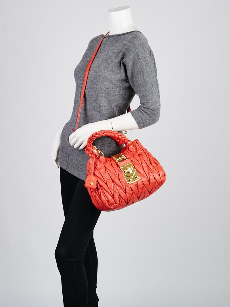 Miu Miu Rosa Matelasse Lux Leather Bauletto Aperto Bag RN0473