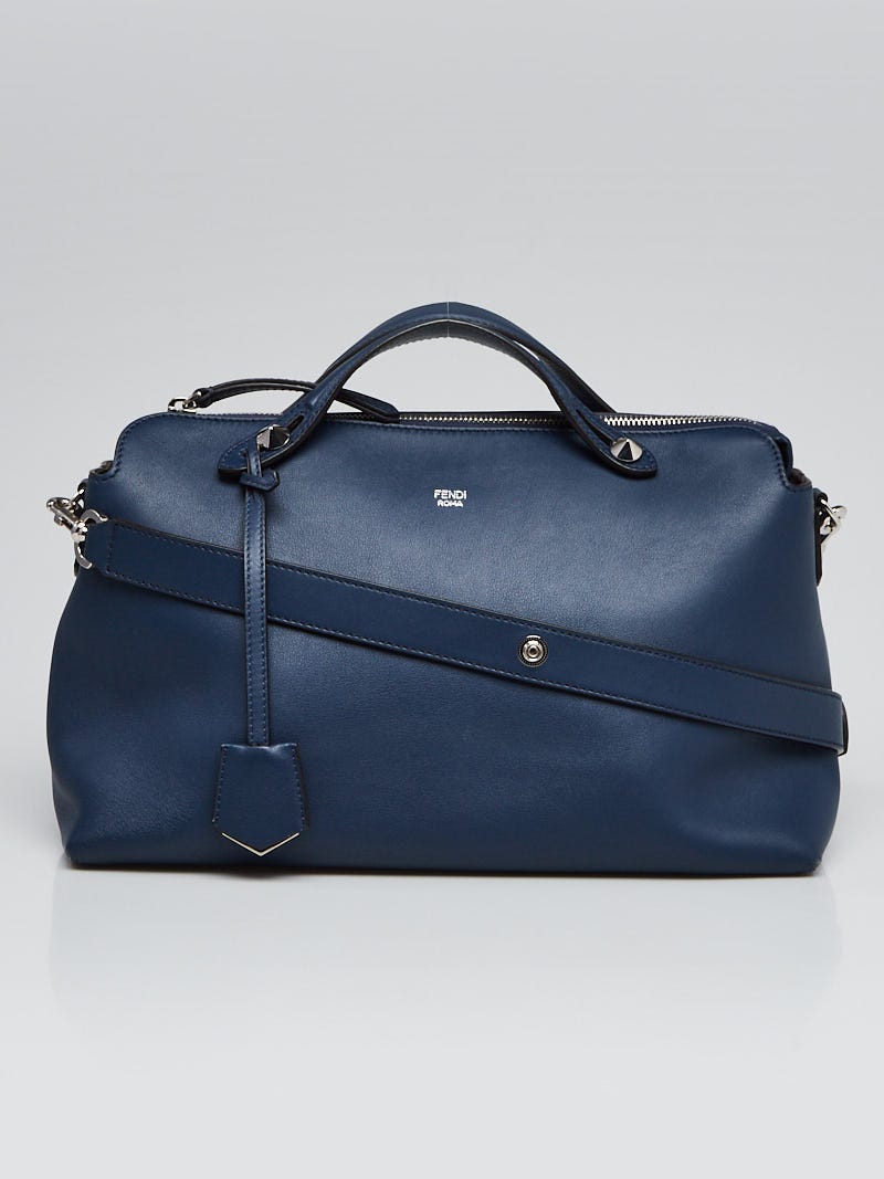 Fendi Navy Blue Calfskin Leather Large By the Way Bag 8BL125