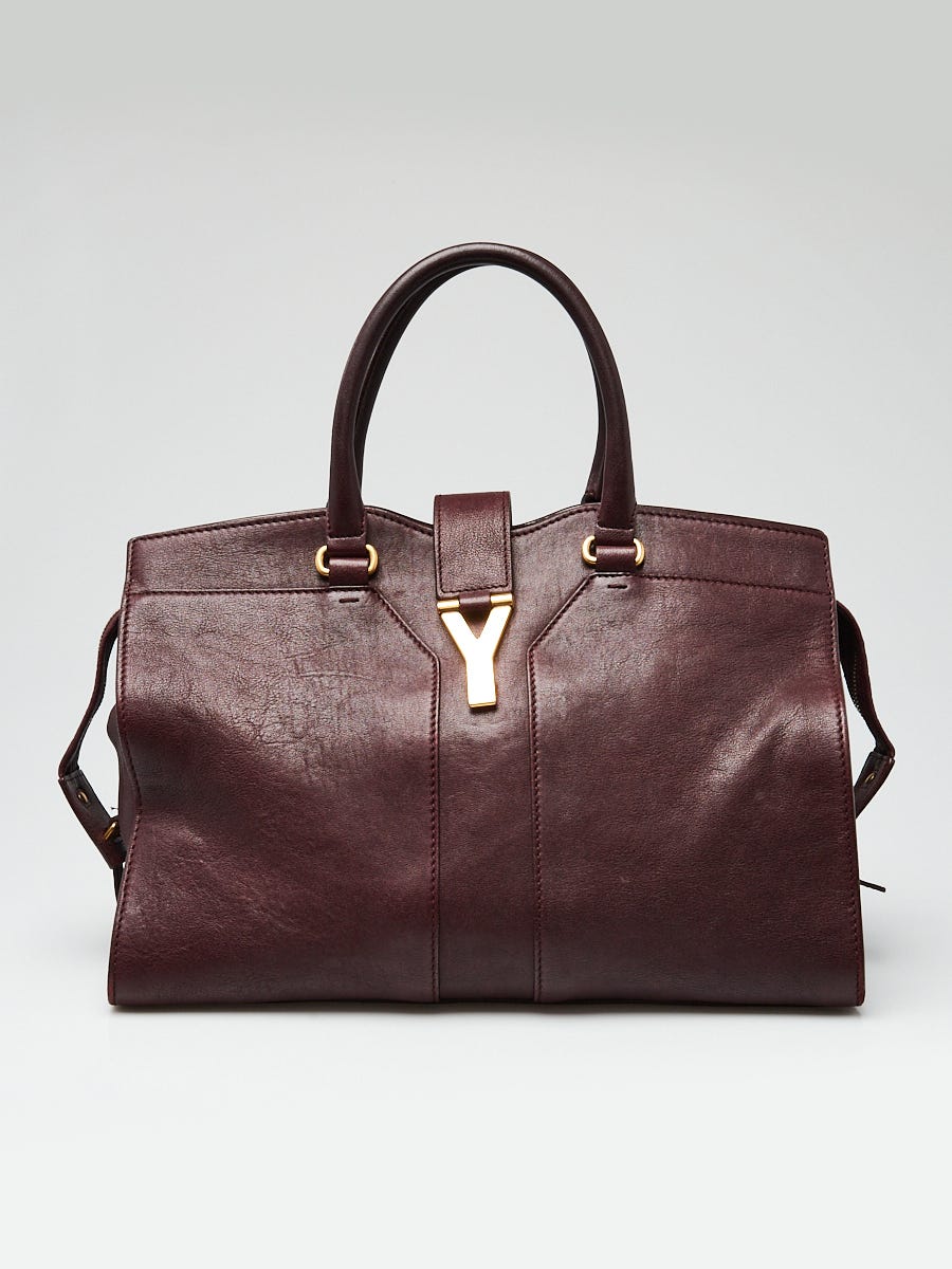 Yves Saint Laurent Burgundy Leather Medium Cabas ChYc Bag