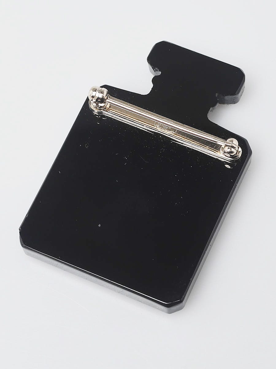 Chanel Black Glitter Resin Chanel No. 5 Parfum Brooch | Yoogi's Closet